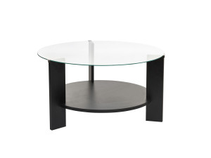 Mesa de centro de madeira "Clara" - 75 x 75 x 40 cm - Madeira pretaTransparente