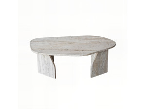 Mesa de centro de madeira "Rock" 100 x 60 x 35 cm - Travertino