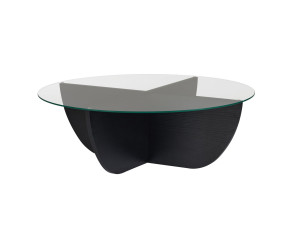 Mesa de centro de vidro "Liya" 90 x 90 x 30 cm - Madeira preta
