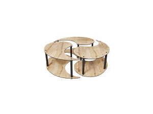 Conjunto de mesa de centro em madeira "Yin" 70 x 70 x 38 cm - Carvalho