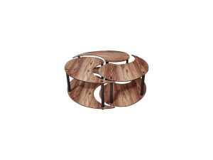 Conjunto de mesa de centro em madeira "Yin" 70 x 70 x 38 cm - Nogueira