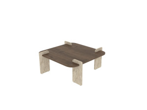 Mesa de centro de madeira "Afrolli" - 90 x 90 x 35 cm - Castanho