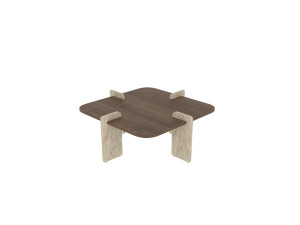 Mesa de centro em madeira "Poalla" - 90 x 90 x 35 cm - Castanho