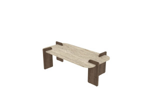 Mesa de centro de madeira "Leapiri" - 120 x 60 x 35 cm - Travertino