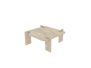 Mesa de centro de madeira "Woog" 90 x 90 x 35 cm - Travertino