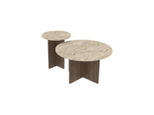 Conjunto de mesa de centro em madeira "Private" 70 x 70 x 40 cm - Travertino