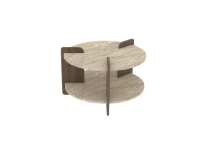 Mesa de centro de madeira "Oalla" 70 x 70 x 45 cm - Travertino