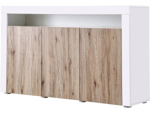 Buffet LED "Bogotá" - 155 x 40 x 92 cm - Carvalho / Lacado branco