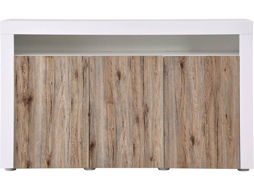 Buffet LED "Bogotá" - 155 x 40 x 92 cm - Carvalho / Lacado branco
