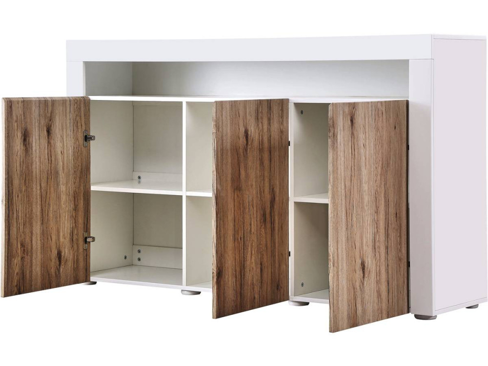 Buffet LED "Bogotá" - 155 x 40 x 92 cm - Carvalho / Lacado branco