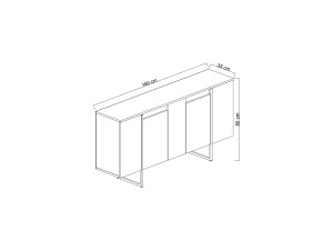Aparador "Luxe" em madeira - 160 x 35 x 80 cm - Ouro branco