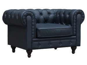 Cadeirão "Aliza" Chesterfield - 111 x 82 x 70 cm - Preto