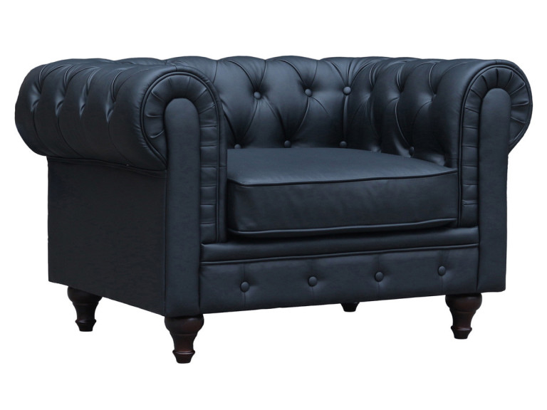 Cadeirão "Aliza" Chesterfield - 111 x 82 x 70 cm - Preto