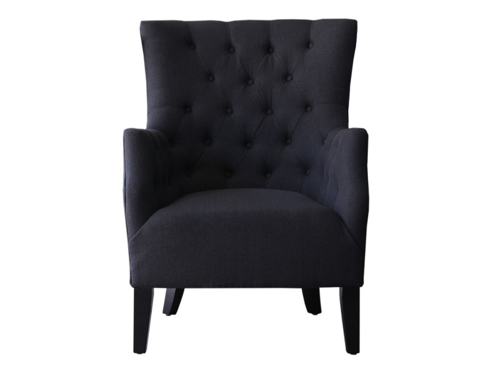 Poltrona escandinava em tecido "Duquesa" - 76 x 83 x 100,5 cm - Preto