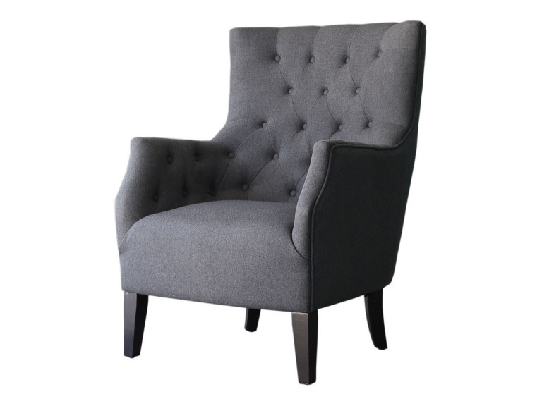 Poltrona Escandinava Tecido "Duchesse" - 76 x 83 x 100,5 cm - Cinza