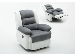 Poltrona de relaxamento "Buckingham" - 85 x 93 x 100 cm - Branco / Cinza claro