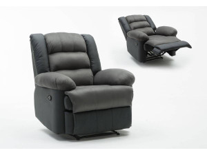 Poltrona de relaxamento "Buckingham" - 85 x 93 x 100 cm - Preto / Cinza escuro