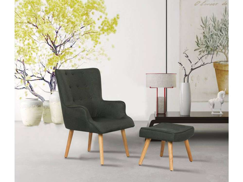 Poltrona estilo escandinavo tecido "Odense" - 1 lugar - Cinza escuro