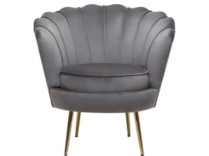 Poltrona de veludo "Floria" - 75 x 68 x 77,5 cm - Cinza