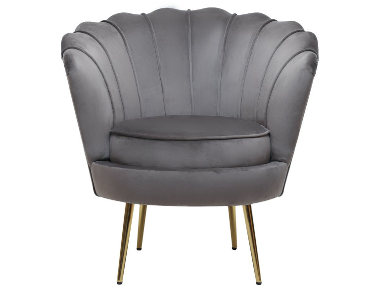 Poltrona de veludo "Floria" - 75 x 68 x 77,5 cm - Cinza