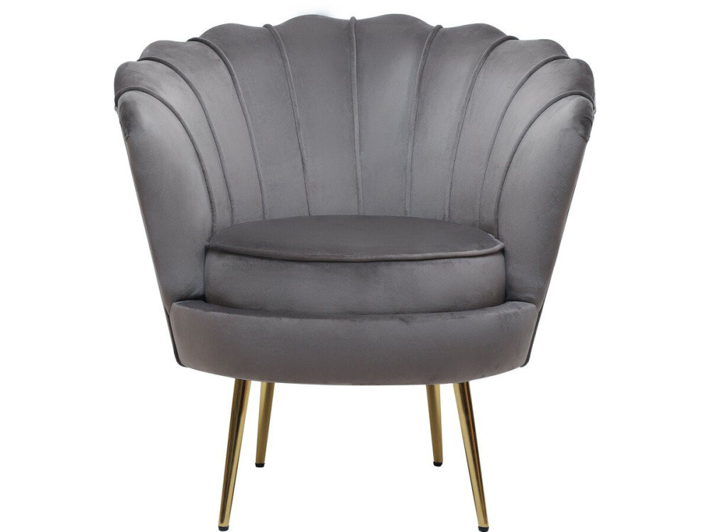 Poltrona de veludo "Floria" - 75 x 68 x 77,5 cm - Cinza