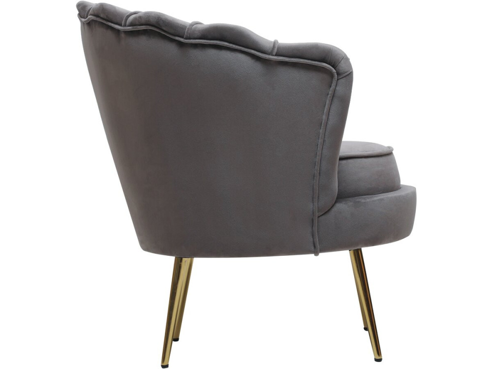 Poltrona de veludo "Floria" - 75 x 68 x 77,5 cm - Cinza