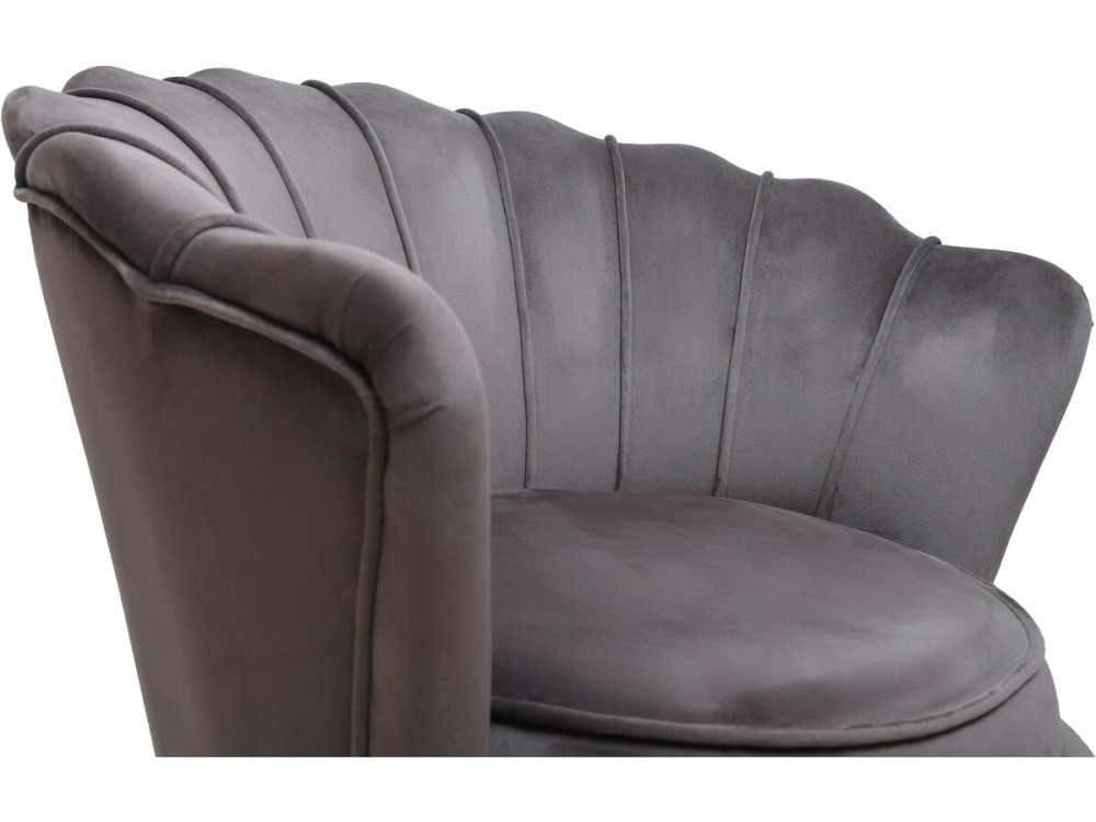 Poltrona de veludo "Floria" - 75 x 68 x 77,5 cm - Cinza