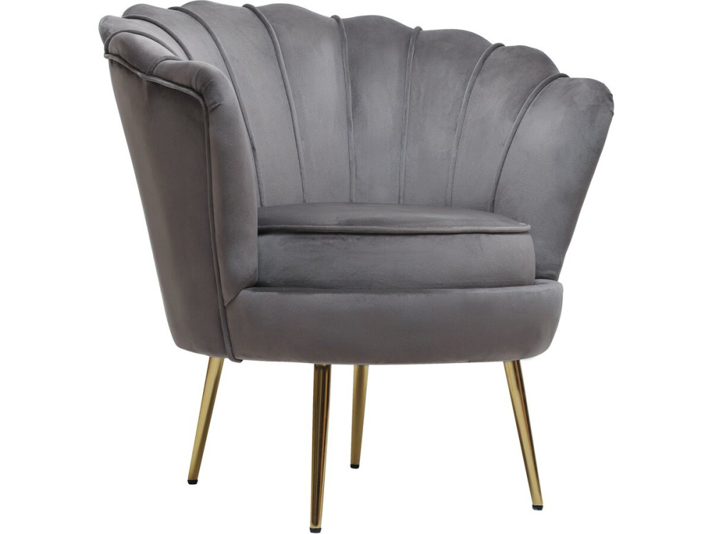Poltrona de veludo "Floria" - 75 x 68 x 77,5 cm - Cinza