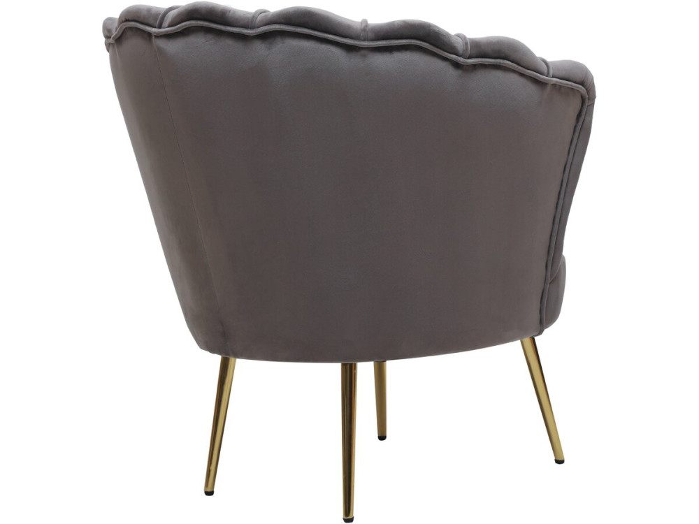 Poltrona de veludo "Floria" - 75 x 68 x 77,5 cm - Cinza