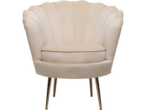 Poltrona de veludo "Floria" - 75 x 68 x 77,5cm - Bege