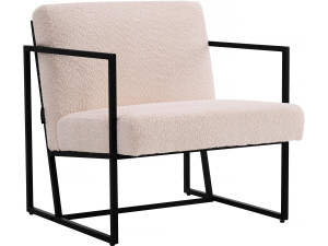 Poltrona "Kennedy" em veludo e metal - 73,5 x 75,5 x 81 cm - Creme
