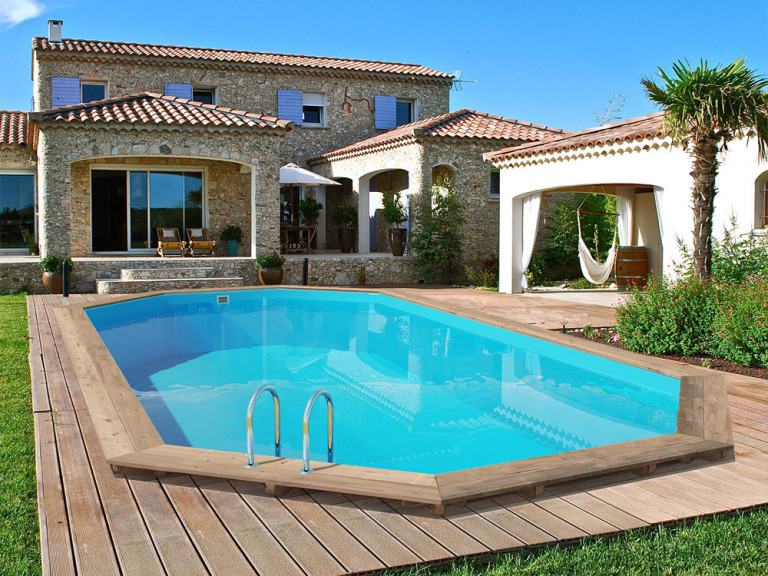 Piscina de madeira "Palma 130" - 7,57 x 4,07 x 1,31 m