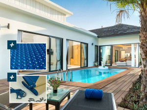 Piscina retangular de madeira "Aruba" - 5,00 x 3,00 x 1,24 m + cobertura bolha 180 µ - cobertura de inverno 280 g/m²