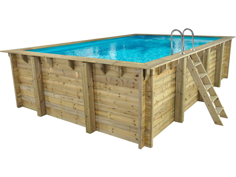 Piscina retangular de madeira "Panamá" - 6,20 x 4,10 x 1,45 m