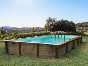 Piscina de madeira em kit retangular "Sunrise" - 8,20 x 5,20 x 1,44 m
