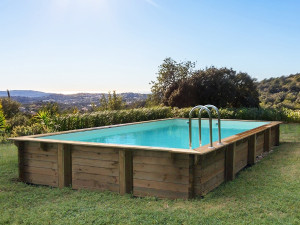 Piscina de madeira em kit retangular "Kolanta" - 10,20 x 5,20 x 1,44 m