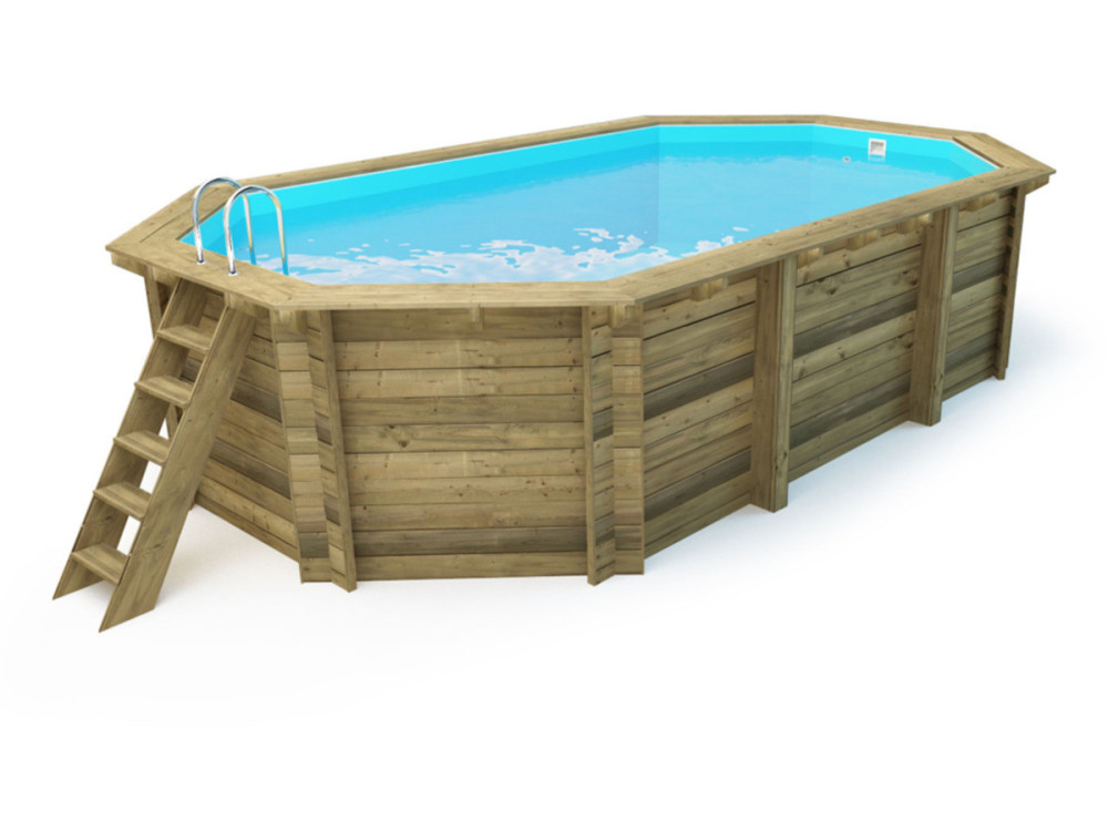 Piscina de madeira "Miami 130" - 4,86 x 3,36 x 1,30 m + cobertura bolha 180 µ + cobertura inverno 280 gr/m²