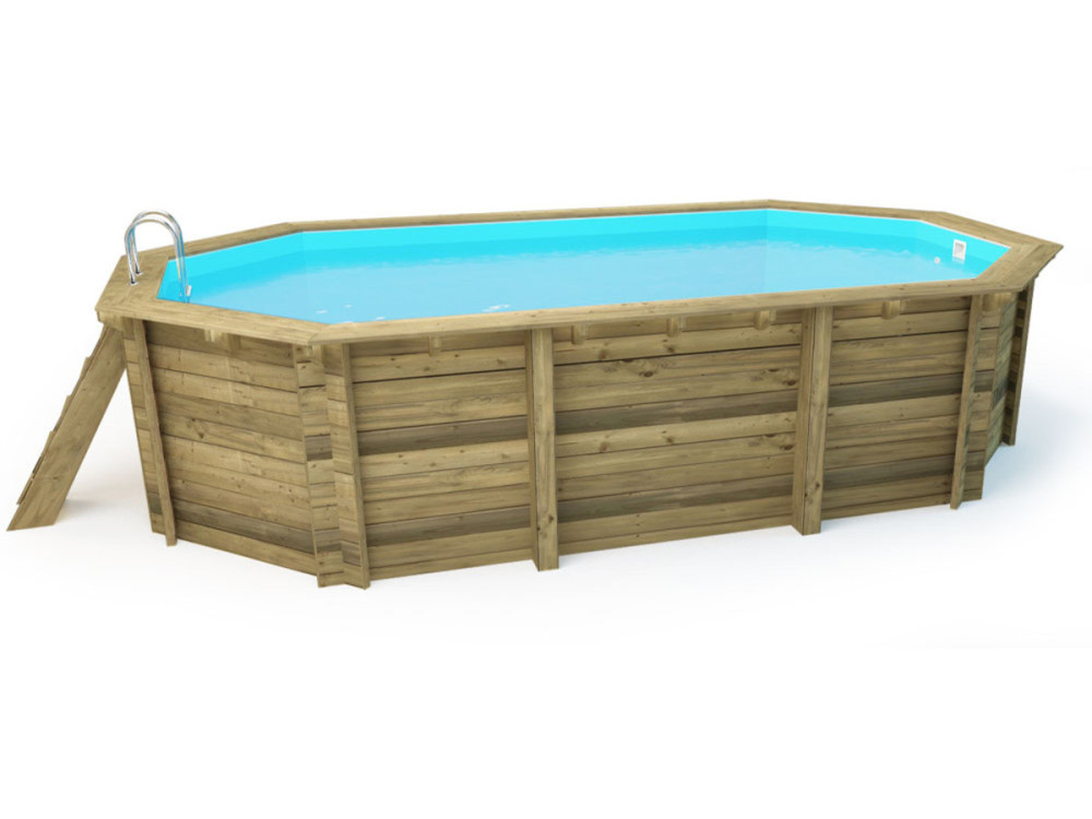 Piscina de madeira "Miami 130" - 4,86 x 3,36 x 1,30 m + cobertura bolha 180 µ + cobertura inverno 280 gr/m²