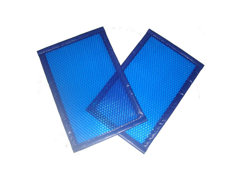 Plástico bolha azul/azul com rebordo de 4 lados por m² Forma 3