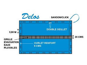 Cobertura de inverno opaca de segurança DELOS SAFE para piscinas enterradas alongadas