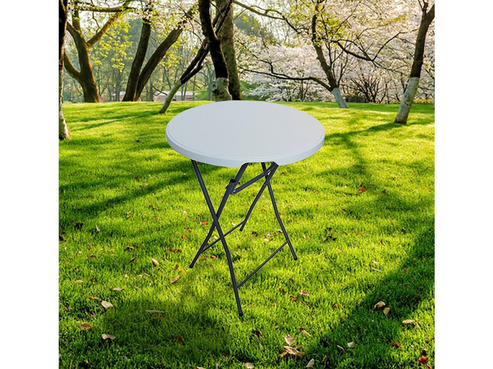 Mesa alta dobrável de plástico Ø 80 cm "Lili" - branco