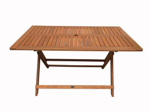 Mesa dobrável de madeira exótica "Hong Kong" - Bordo - 135 x 80 cm - Castanho claro -