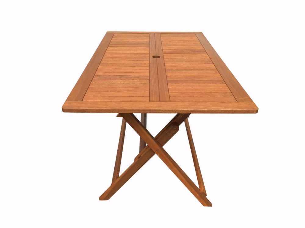 Mesa dobrável de madeira exótica "Hong Kong" - Bordo - 135 x 80 cm - Castanho claro -