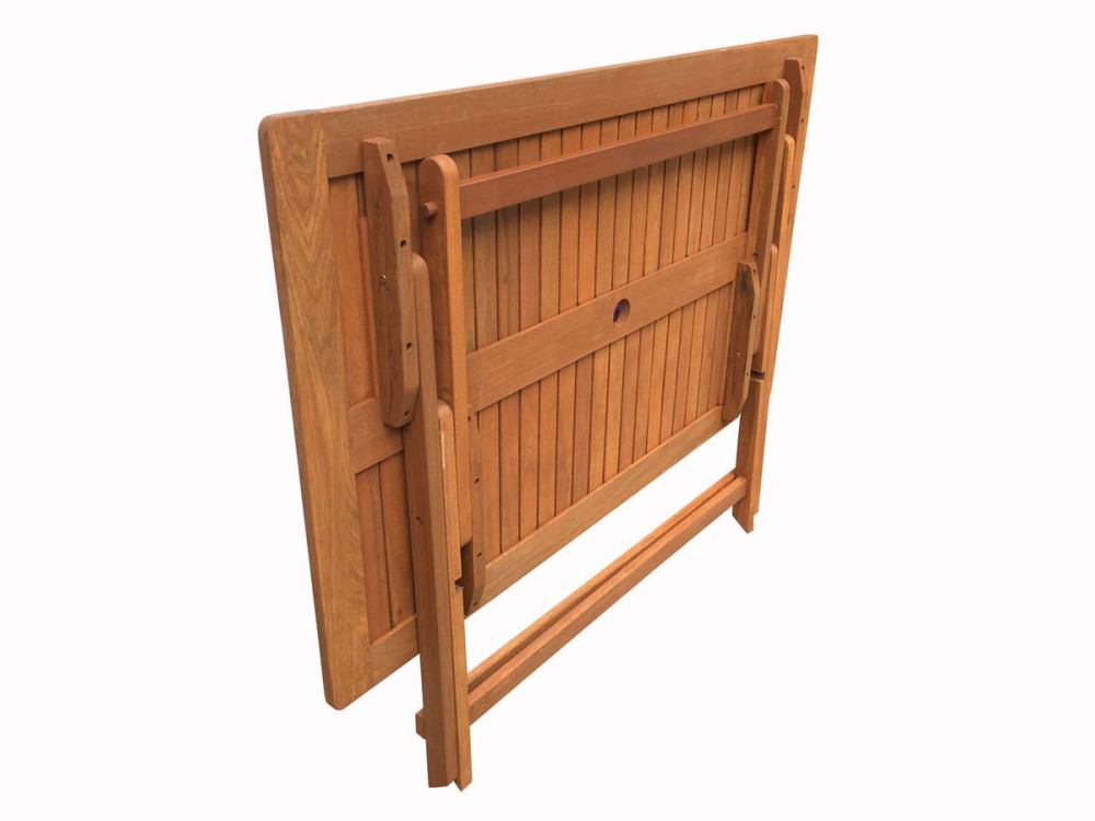 Mesa dobrável de madeira exótica "Hong Kong" - Bordo - 135 x 80 cm - Castanho claro -