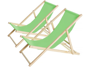 Conjunto de 2 espreguiçadeiras de madeira "Chilienne" - 107 x 56,5 x 81 cm - Verde