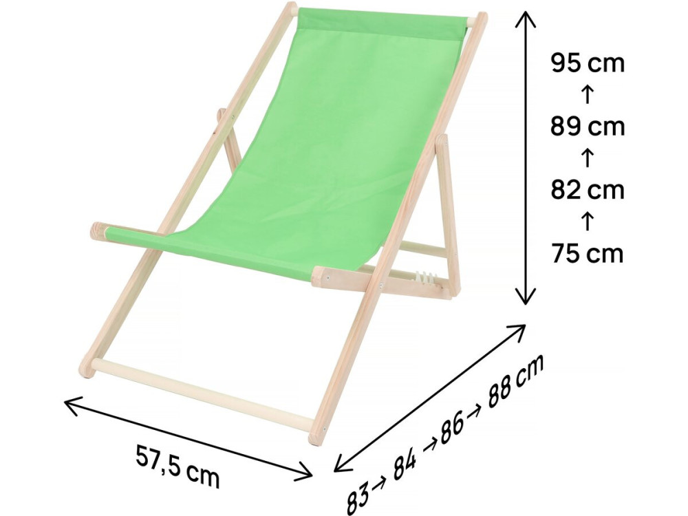 Conjunto de 2 espreguiçadeiras de madeira "Chilienne" - 107 x 56,5 x 81 cm - Verde