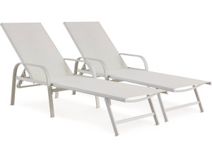 Conjunto de 2 espreguiçadeiras metálicas "Farniente" - Branco