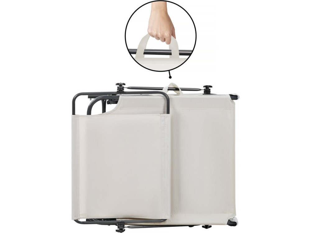 Conjunto de 2 espreguiçadeiras dobráveis "Lazy" - Com guarda-sol - Bege
