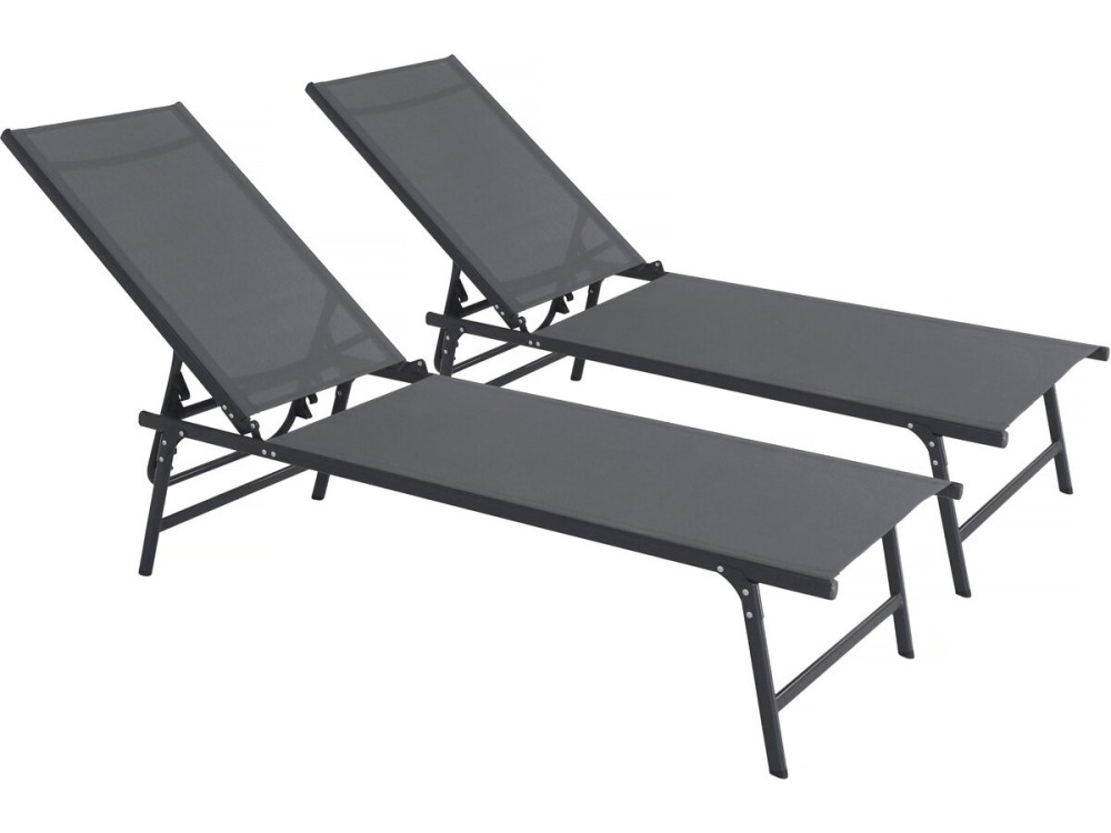Conjunto de 2 espreguiçadeiras em metal "Sublima" - 180 x 54 x 104 cm - Antracite
