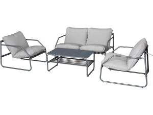 Conjunto de mobiliário de jardim em metal "Sora" com almofadas - 4 lugares - Cinzento